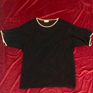 Sand Dollars Black Fishnet with Gold Satin Trim Beach CoverUp Top Size XL